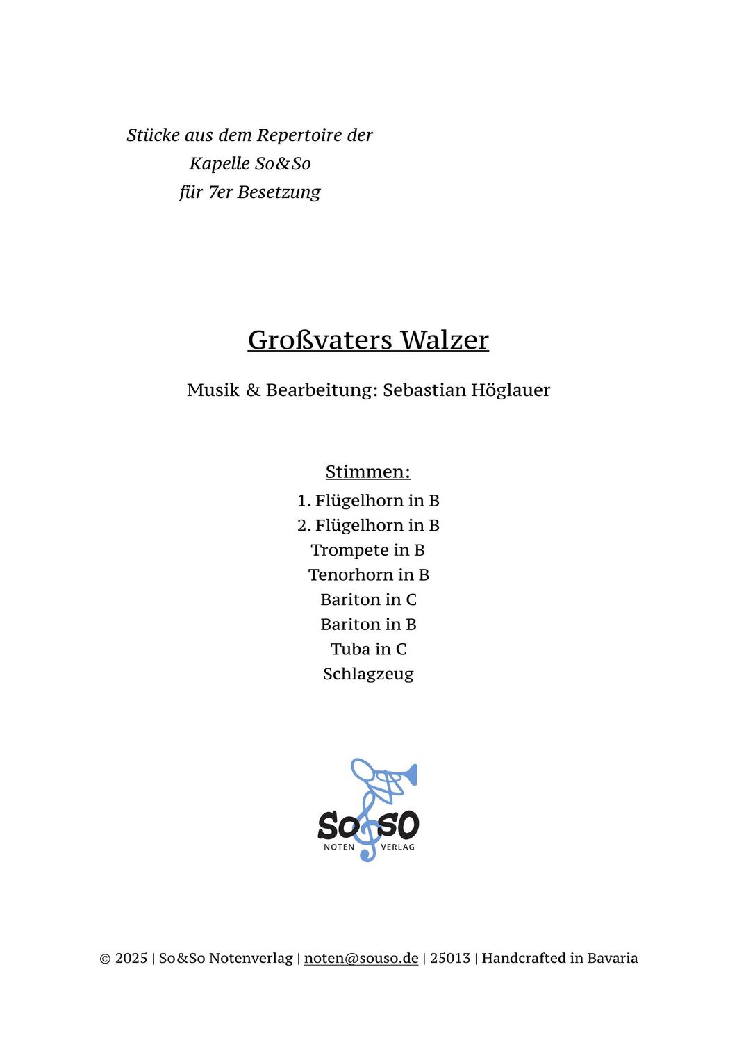 Großvaters Walzer - 7er Besetzung