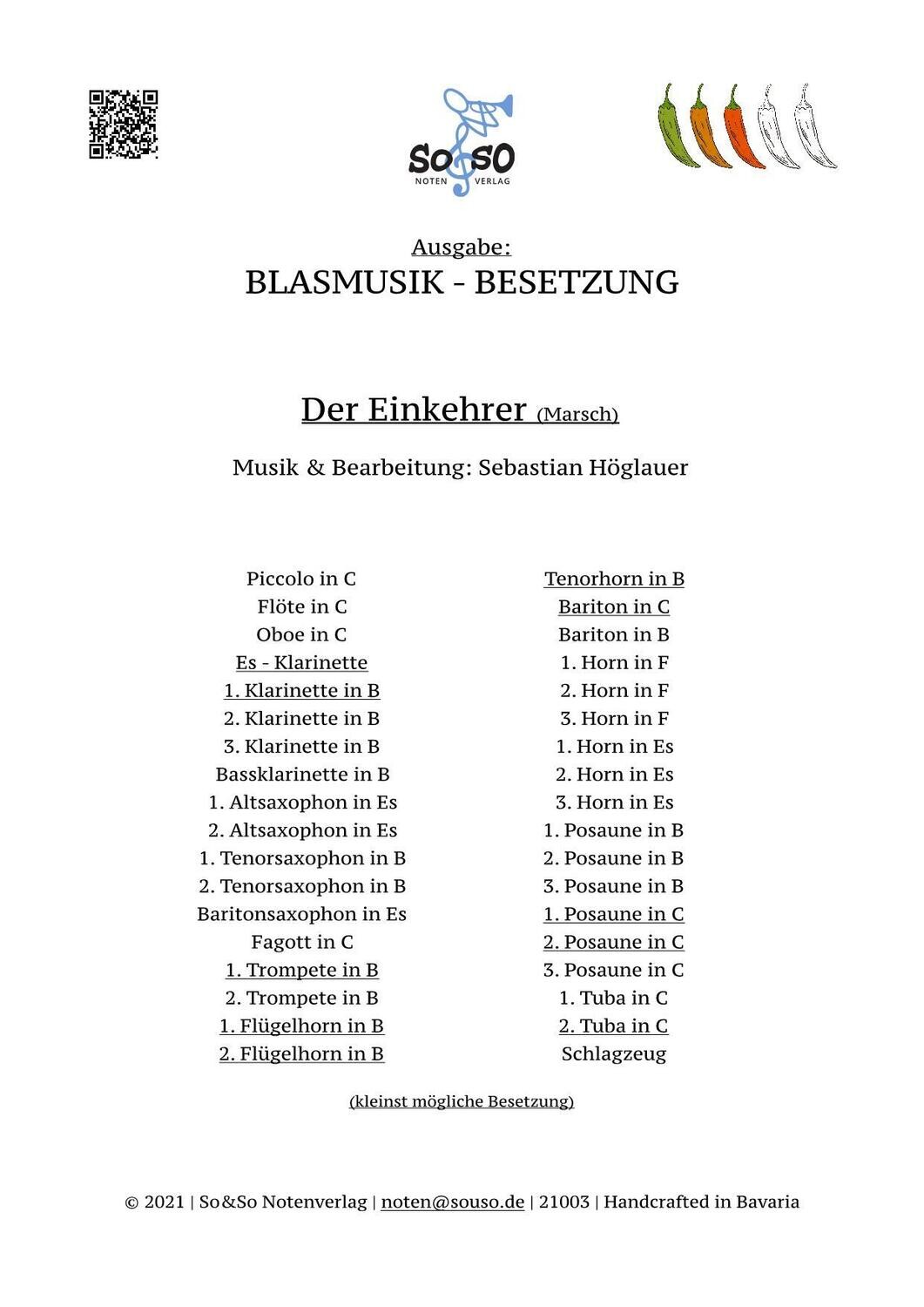 Der Einkehrer (Marsch) - Blasmusik