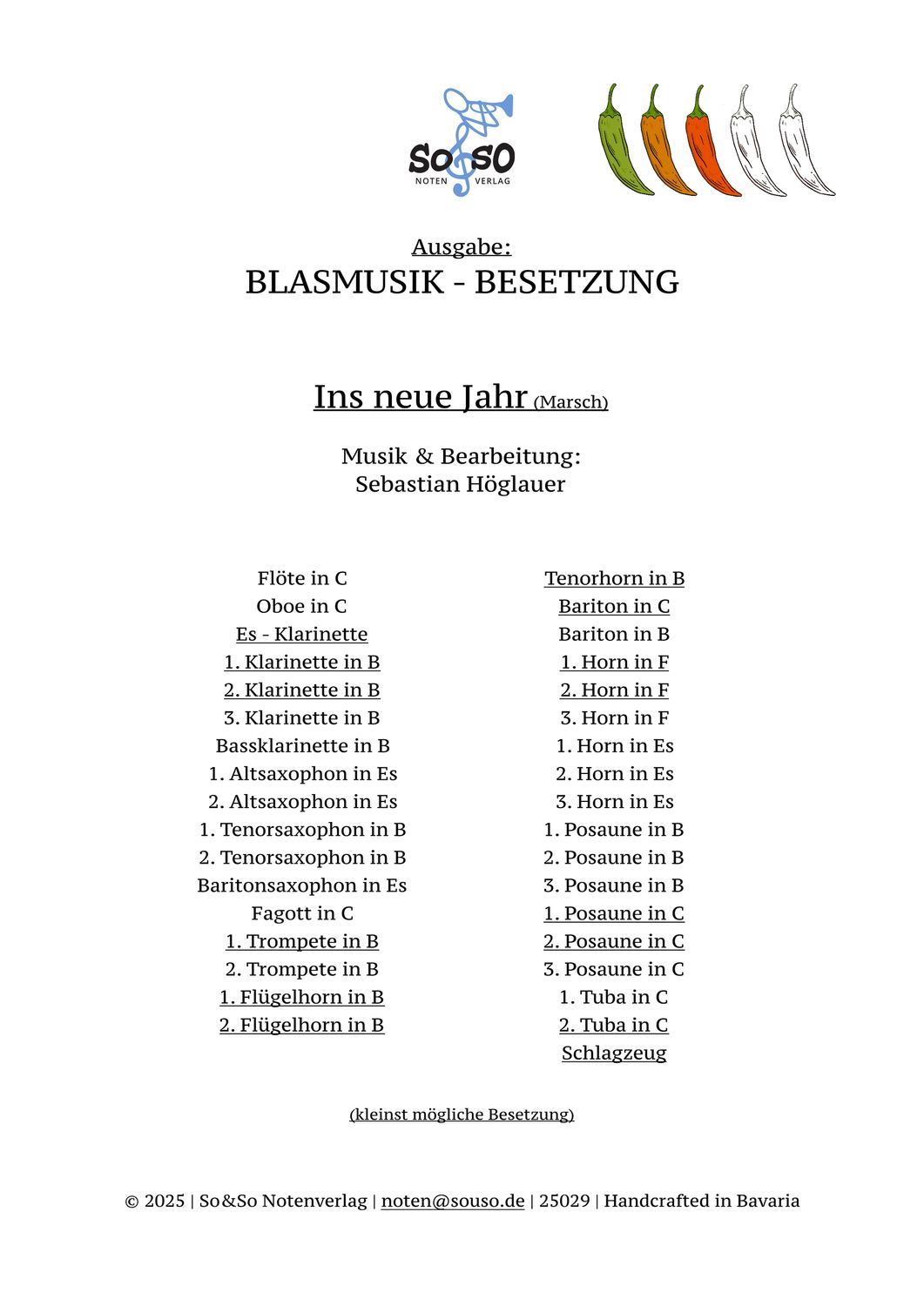 Ins neue Jahr (Marsch) - Blasmusik