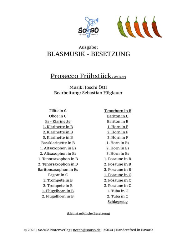 Prosecco Frühstück (Walzer) - Blasmusik Prosecco Frühstück (Walzer) - Blasmusik