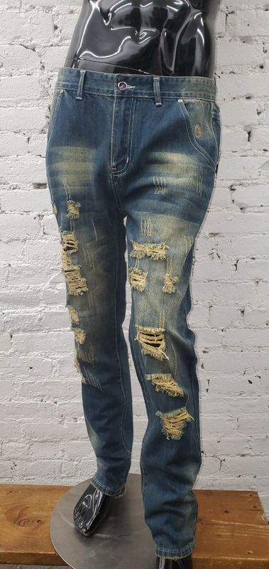 Global Wealth distress denim jeans