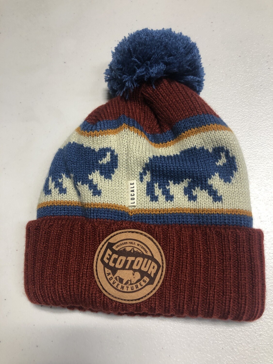 EcoTour Adventures Kid's Winter Beanies, Winter Hat: Kids Blue Bison