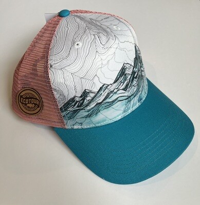 EcoTour Adventures Topographic Mountains Trucker Hat with Patch By Locale Brand