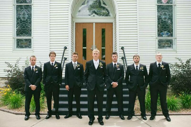 Wedding package Black suit, vest, pant, shirt, tie, pocket square