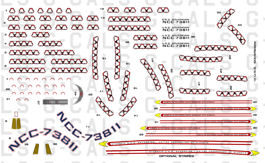 1400 Scale Sovereign Class/Enterprise E Replacement Graphics with Lifeboats.
