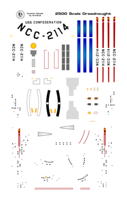 2500 Scale Constitution or Dreadnought Decal Set (for 3D printed models)