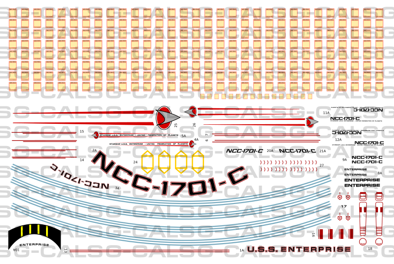 1400 Scale Enterprise C / Ambassador Class  Decal Set With LIFEBOATS