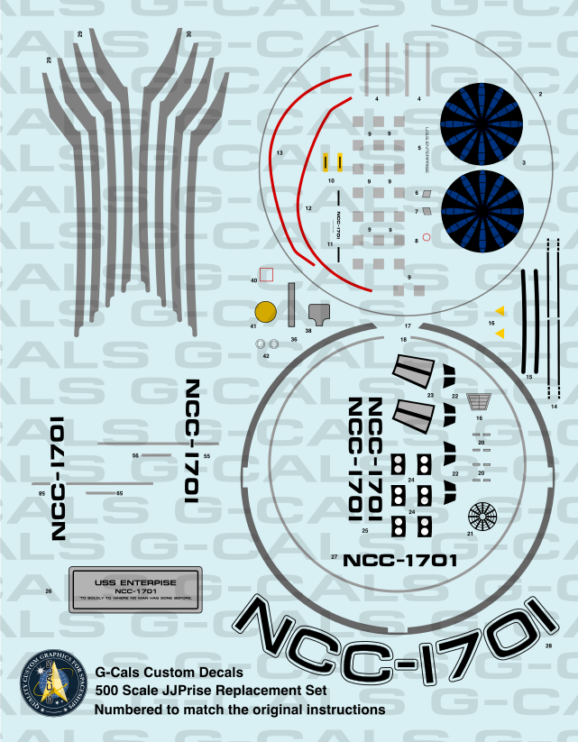 500 Scale JJPrise Replacement Decals - 2009 Into Darkness Enterprise