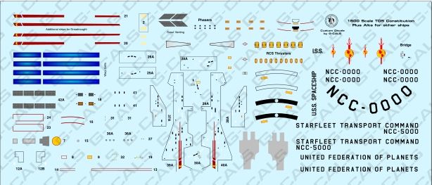 1600 Scale TOS Constitution Class Decal Set.