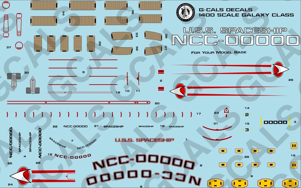 1400 Scale Galaxy Class/Enterprise D Replacement Graphics with Option for Lifeboats