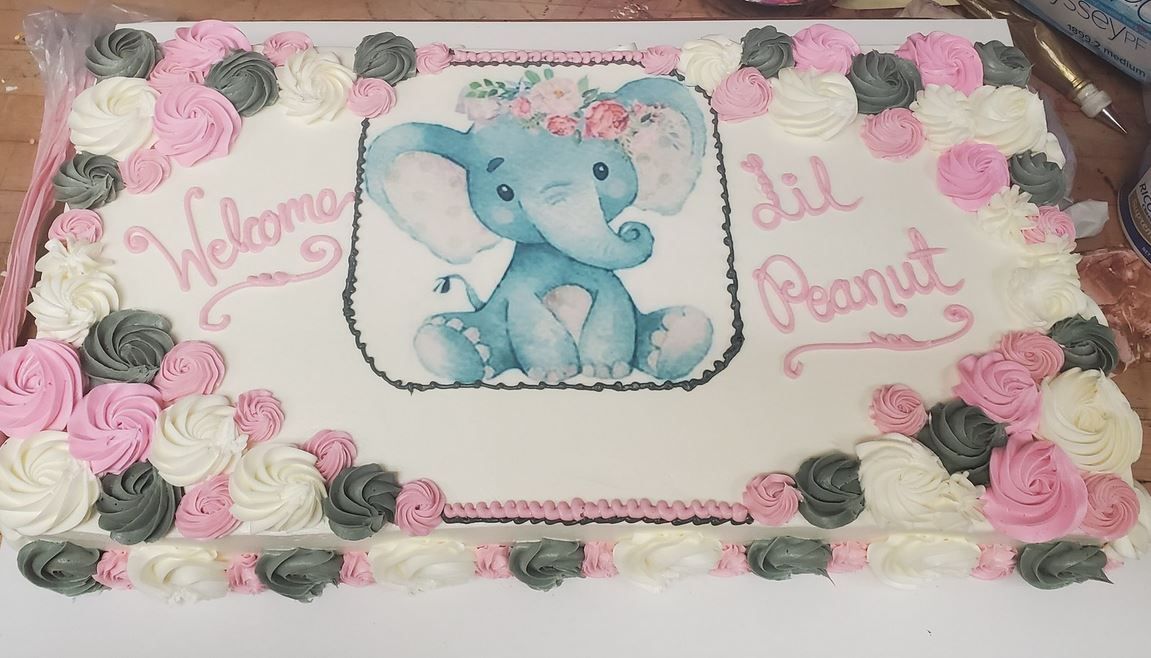 Baby shower elephant cake
