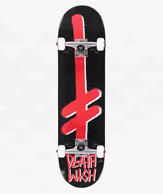 Deathwish Gang Logo 8.0" Black &amp; Red Skateboard Complete