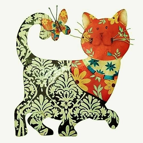 Cheerful Cat &amp; Butterfly