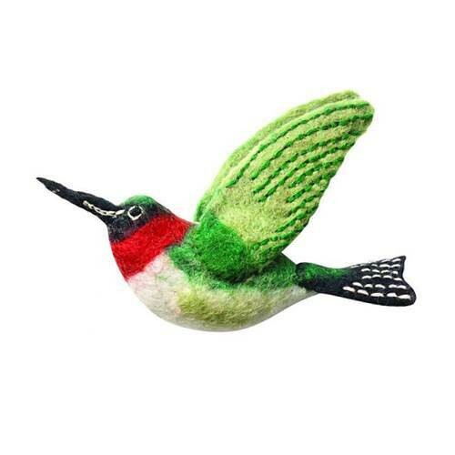 Ruby-Throated Hummingbird - Hand-Felted Ornament