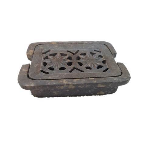 Two Flowers Soapstone Soap Dish