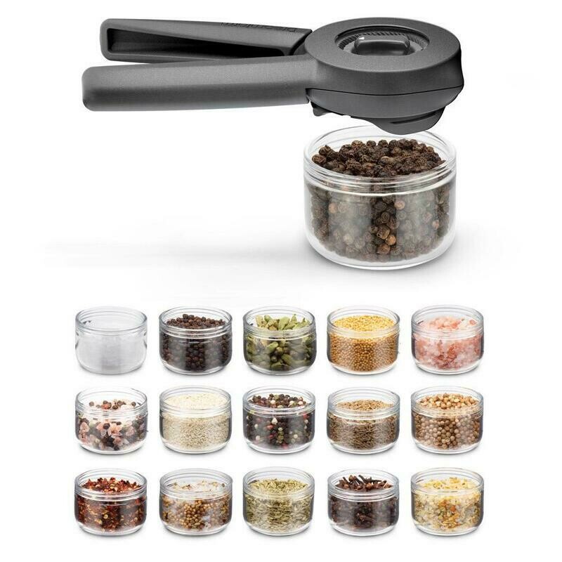 DREAMFARM - Ortwo Lite One-Handed Salt/Pepper/Spice Grinder with extra storage jar