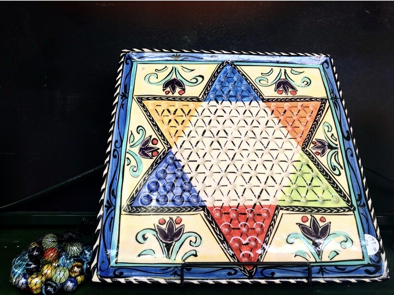 MARY LOU PITTARD-Hand painted/crafted Chinese checkers Set32cm x 32cm