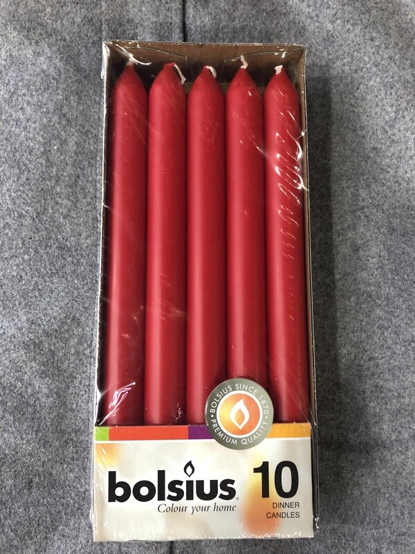 BOLSIUS - Dinner Candles - RED Box of 12