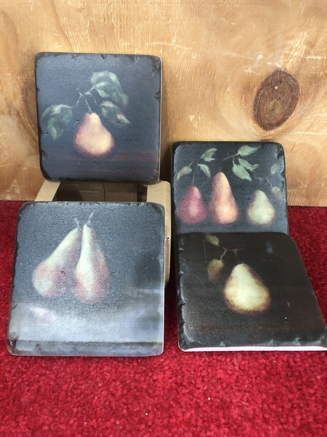 CC INTERIORS Decorative Pear Tile Coasters  - Set of 4