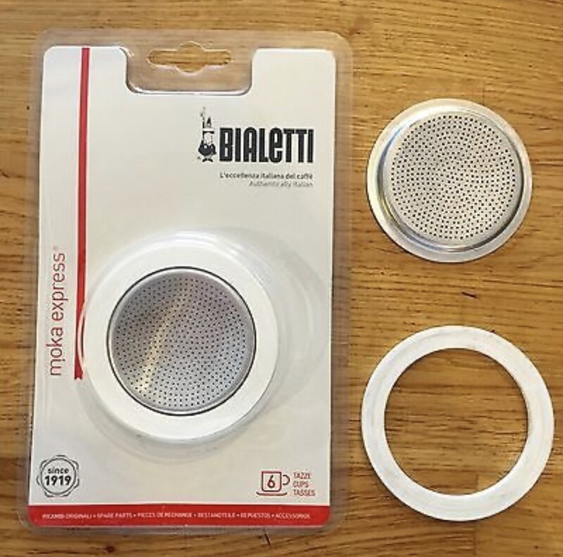 BIALETTI - Replacement rubber gasket with filter plate for Bialetti Moka Express stovetop coffee makers