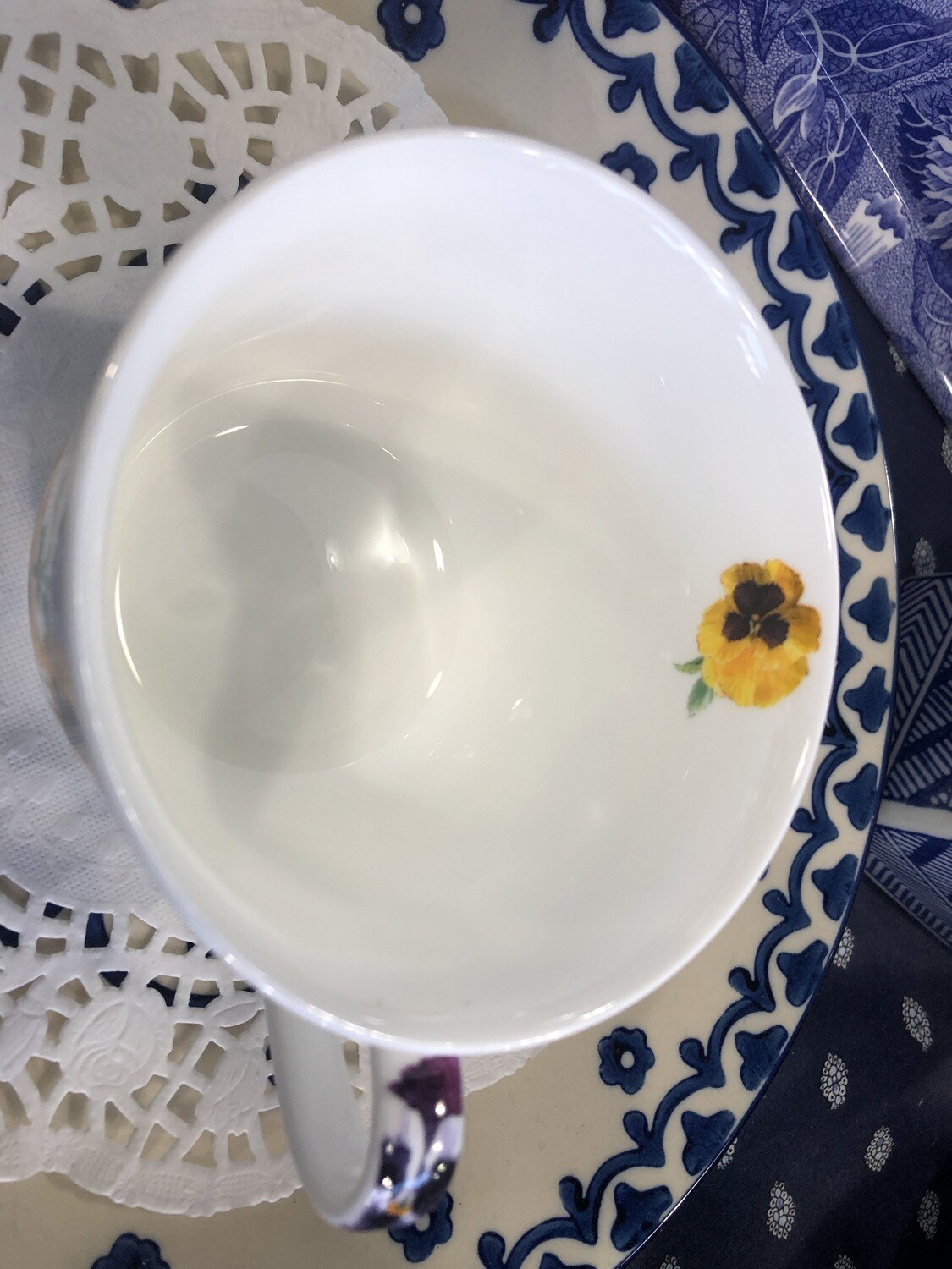 HERITAGE -  Breakfast Cup and Saucer 500ml - Pansy - Fine Bone China