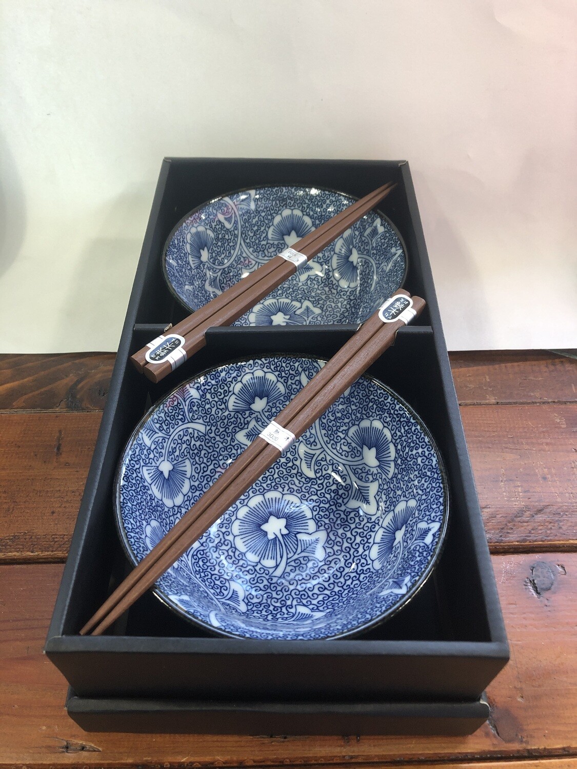 CONCEPT JAPAN- ICHOU BLUE Set Of 2 Bowls and Chopstick Set 14.5cm
