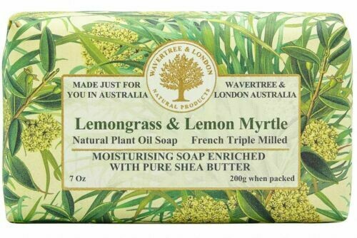 WAVERTREE&LONDON- Lemongrass & Lemon Myrtle Soap (enriched w. pure sheabutter)-200g/7oz