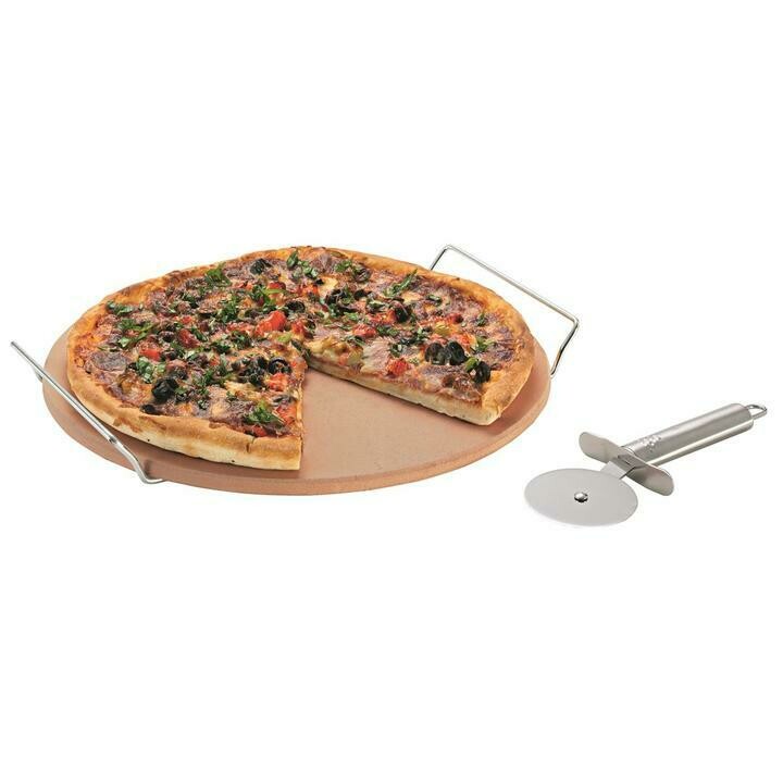 AVANTI Pizza Stone with Rack and Pizza Cutter - 33cm