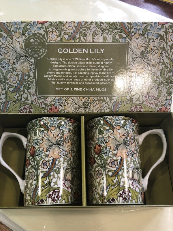 NOSTALGIC CERAMICS
 - Set of 2 Fine China Mugs Golden Lily