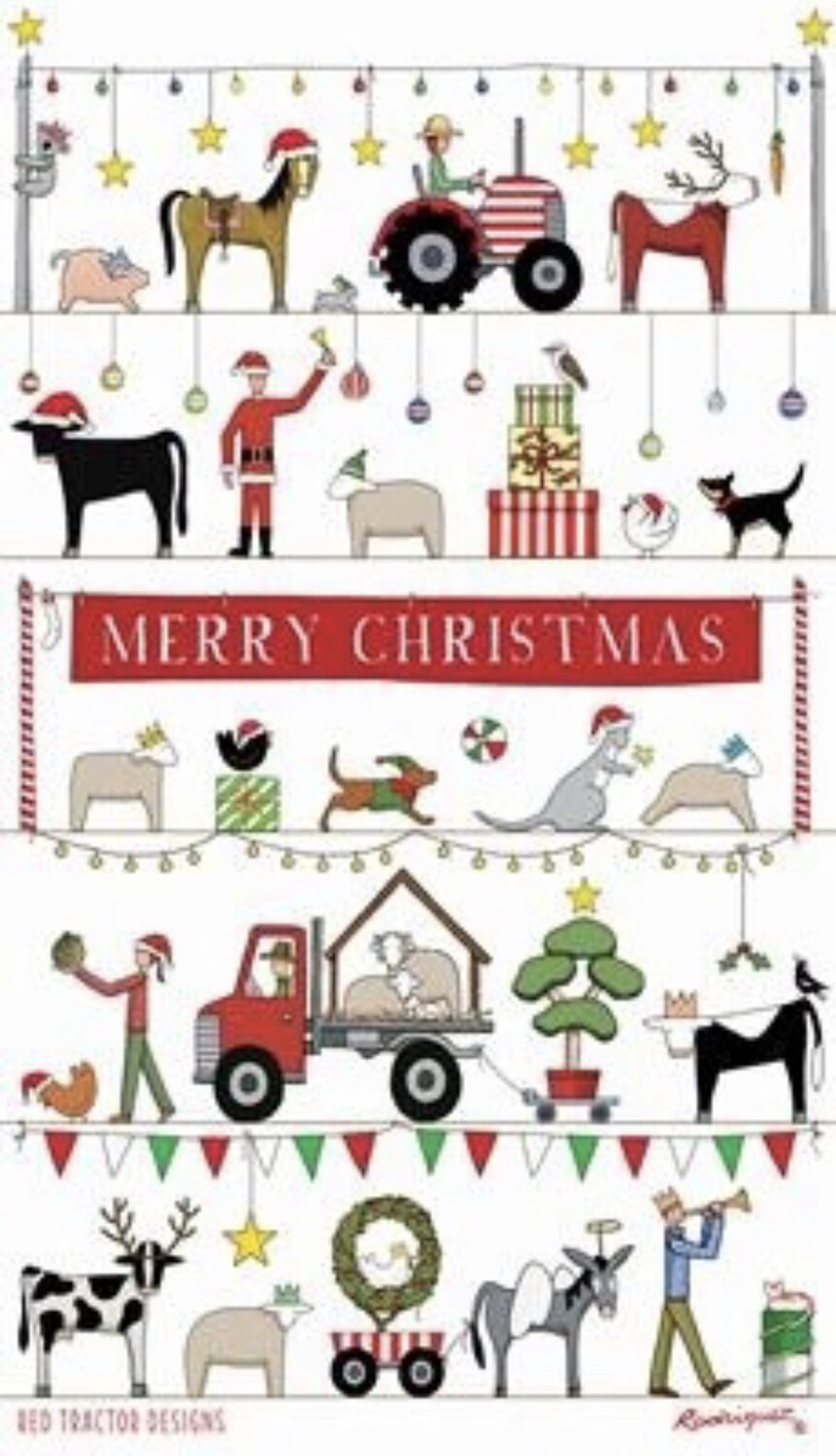 RODRIGUEZ - Tea Towel - Red Tractor Designs - The Christmas Parade