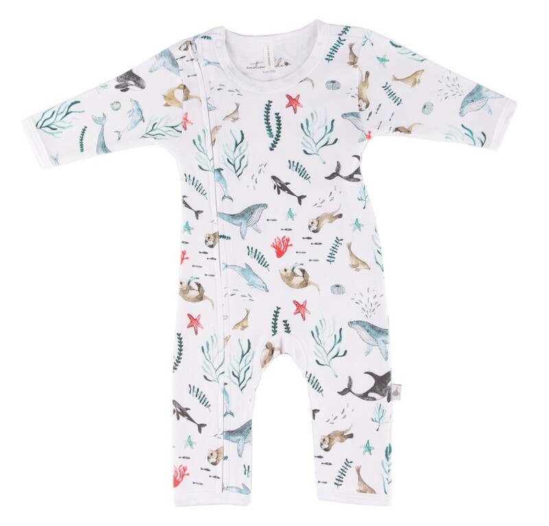 EMOTION &amp; KIDS- Romper Outfit With Zip - Under The Sea  (0-3 Months)