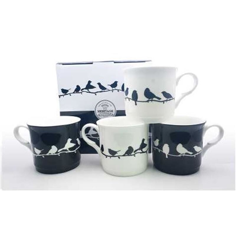 Heritage - Mug Set of 4 - Fine Bone China - Bird Silhouette