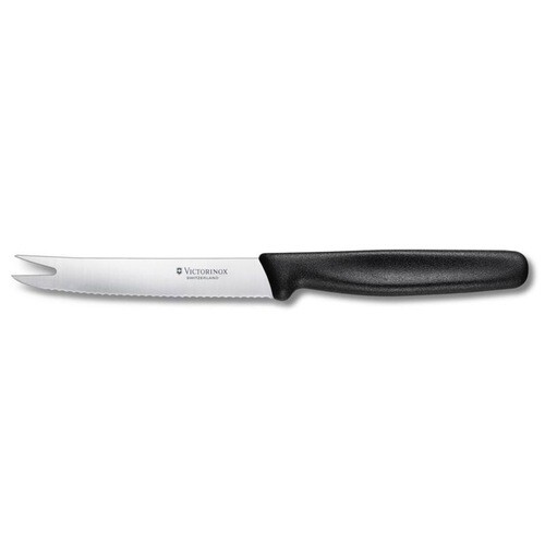 VICTORINOX Cheese and Sausage Knife Wavy Edge 22cm Black (blade 11cm)