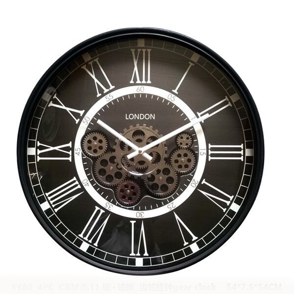 Y-680-Chilli Temptations-55cm(D) Round Classic London exposed gear movement wall clock