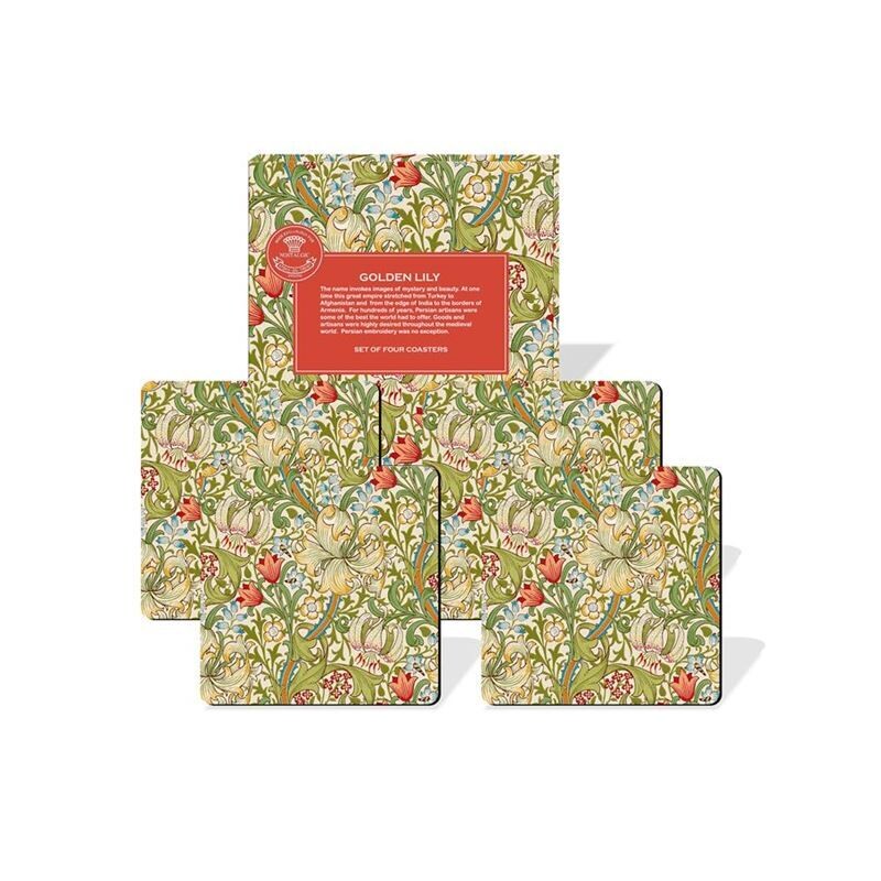 NOSTALGIC - Golden Lily Set Of 4 Coasters