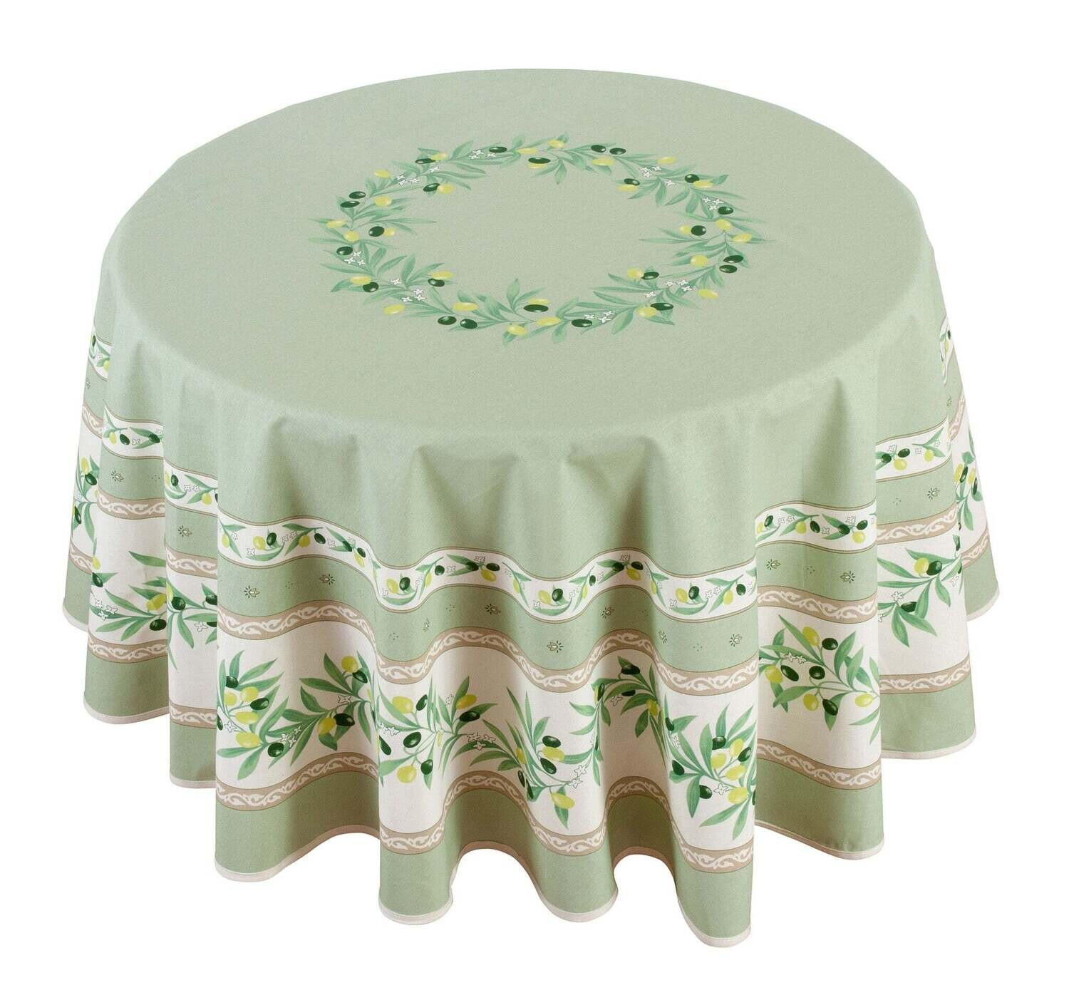 FRENCH LINEN "Ramatuelle" Round Cotton Tablecloth 180cm diameter