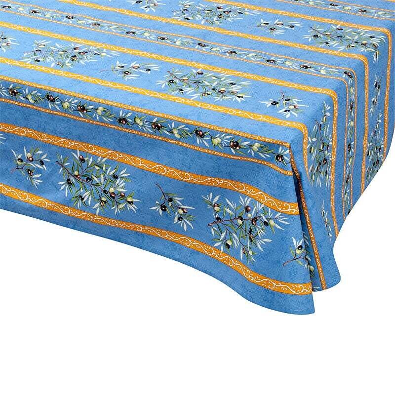 FRENCH LINEN “CLOS des OLIVIERS” Cotton Rectangular Tablecloth 150x250cm Blue