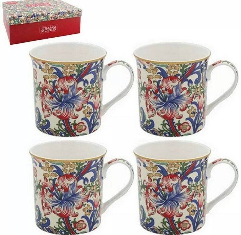 NOSTALGIC Ceramics - Mugs  Set4 - William Morris, Morris Lily - Fine China