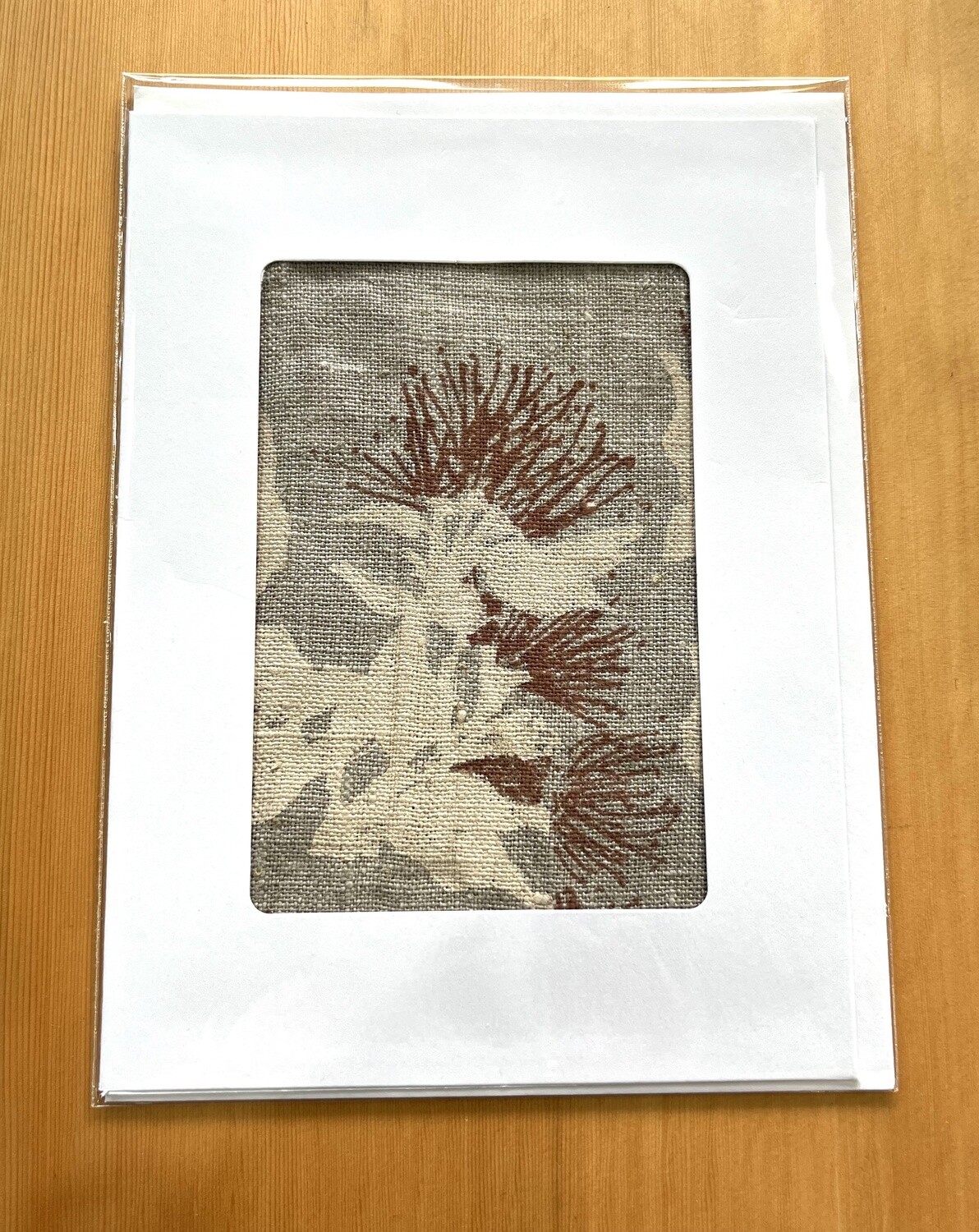 SORA MAY - Greeting Card Hand Printed Textile (Pohutakawa)