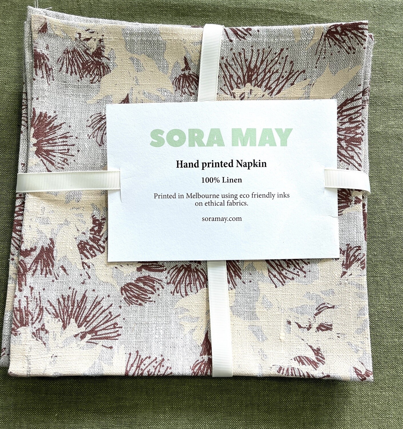 SORA MAY - Napkin set/4 Hand Printed Linen (Pohutakawa)