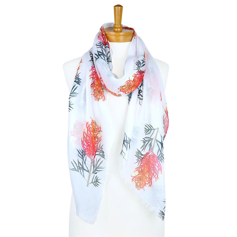 TAYLOR HILL -  Scarf - Grevillea Flower - White