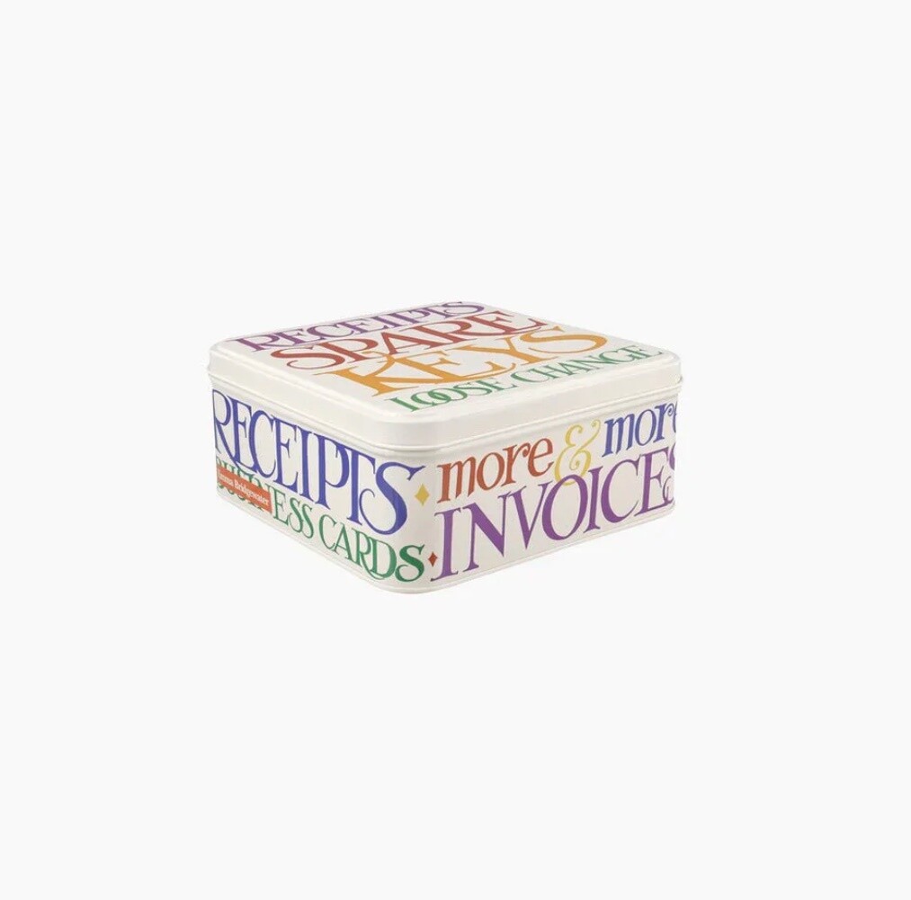 EMMA BRIDGEWATER - Square Tin Medium - Rainbow Toast - Receipts