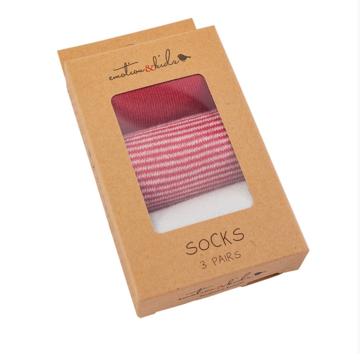EMOTION & KIDS - Socks (3-6 Months) Set3 - white, red and white/red stripe