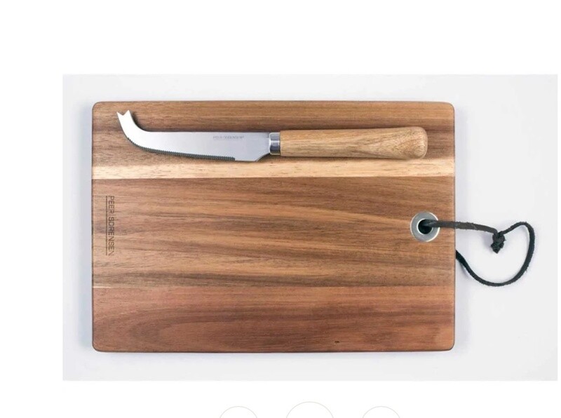 PEER SORENSEN - Cheese Board with Knife - Acacia - 24.5cm x 17cm x 1.5 cm