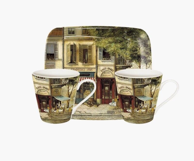 PIMPERNEL - Mug & Tray Set 3Piece  - Parisian Scenes
