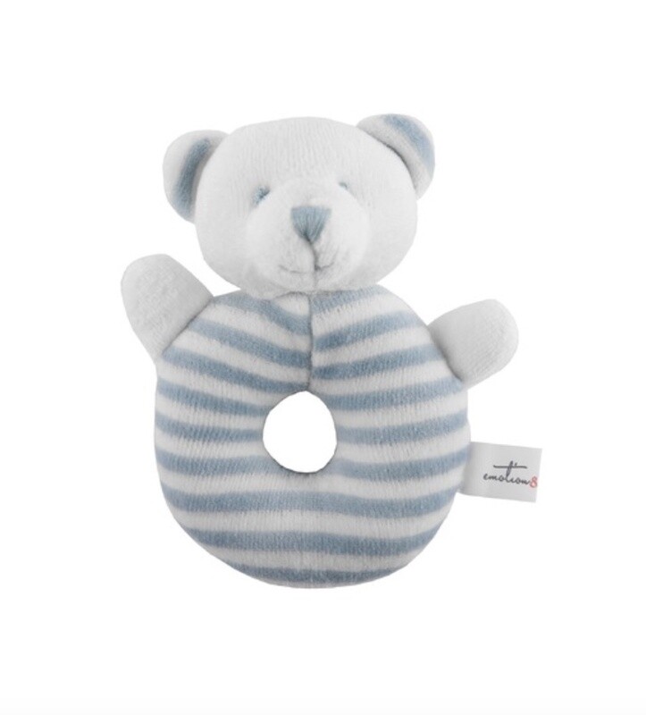 EMOTION&KIDS - Rattle Toy Stripe Bear - Blue