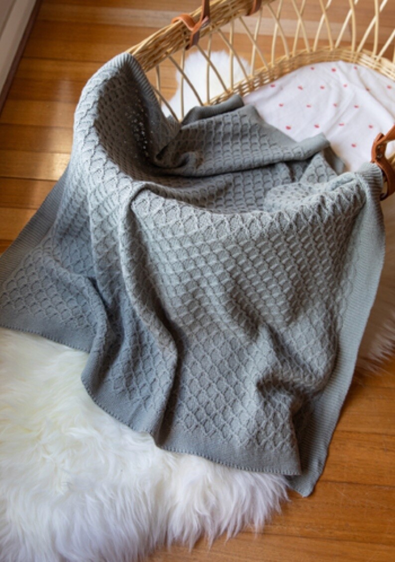 EMOTION & KIDS - Lace Knit Bassinet Blanket - Grey