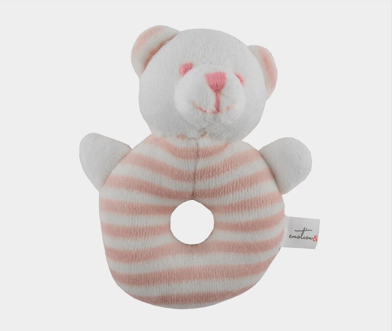 EMOTION&KIDS - Rattle Toy Stripe Bear - Pink