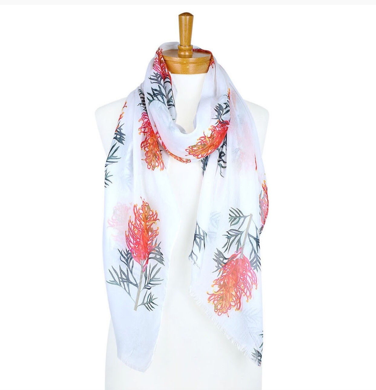 TAYLOR HILL - Scarf  - Grevillea Flower - White