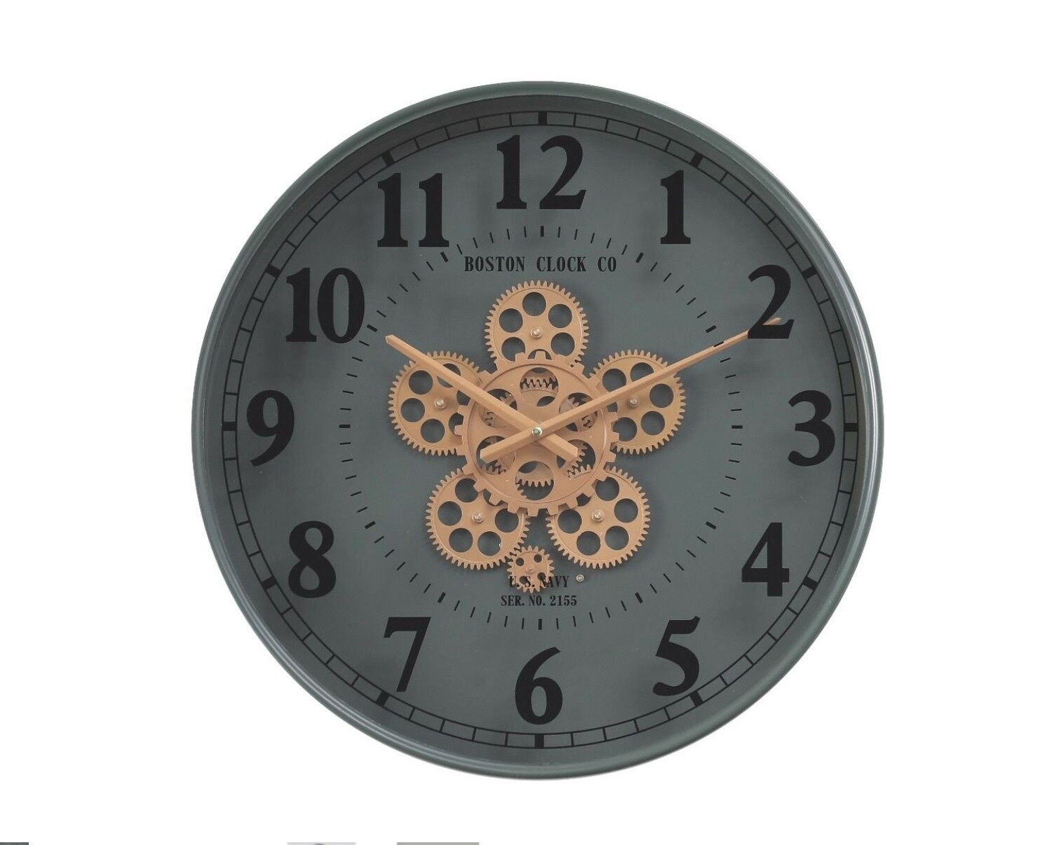 CHILLI TEMPTATIONS: Clock 50cm - Round exposed gear movement wall clock - Army Metal Green (TQ-Y686)